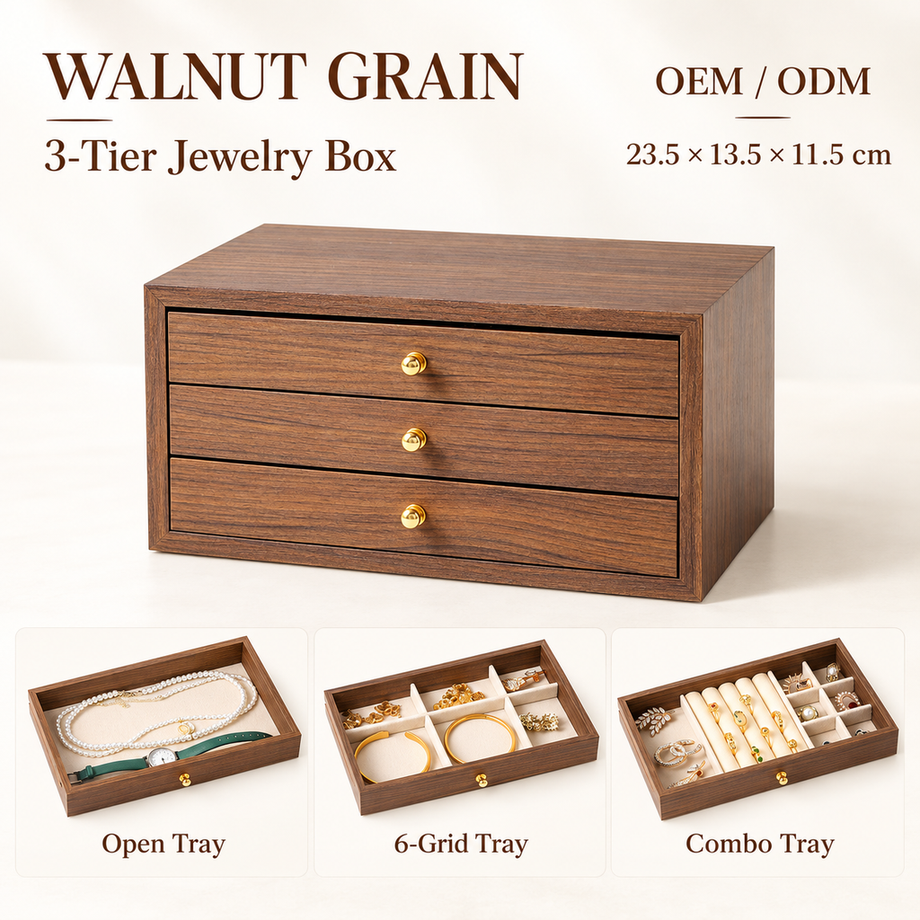 walnut wood organizer shelf
3 tier wooden storage
cosmetic vanity shelf
jewelry display wooden rack
wood bathroom organizer