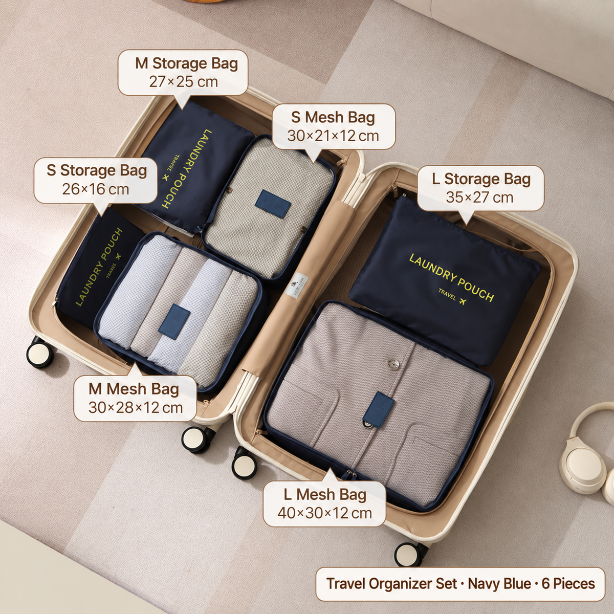 foldable packing cubes 6 piece
travel luggage organizer
collapsible suitcase bags
lightweight packing cubes