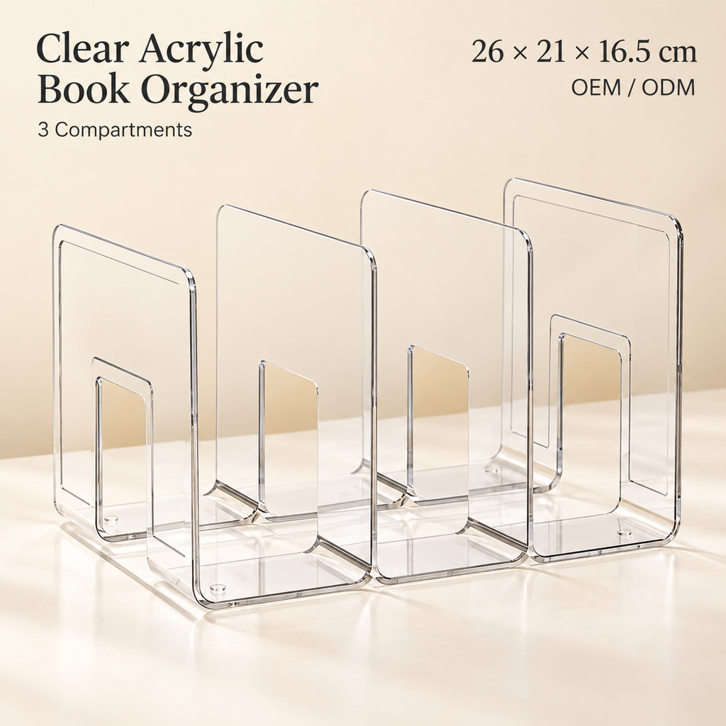 Large Clear 3-Compartment Wall Mounted Storage Rack, Transparent PET Hanging Organizer Bin for Bathroom Kitchen