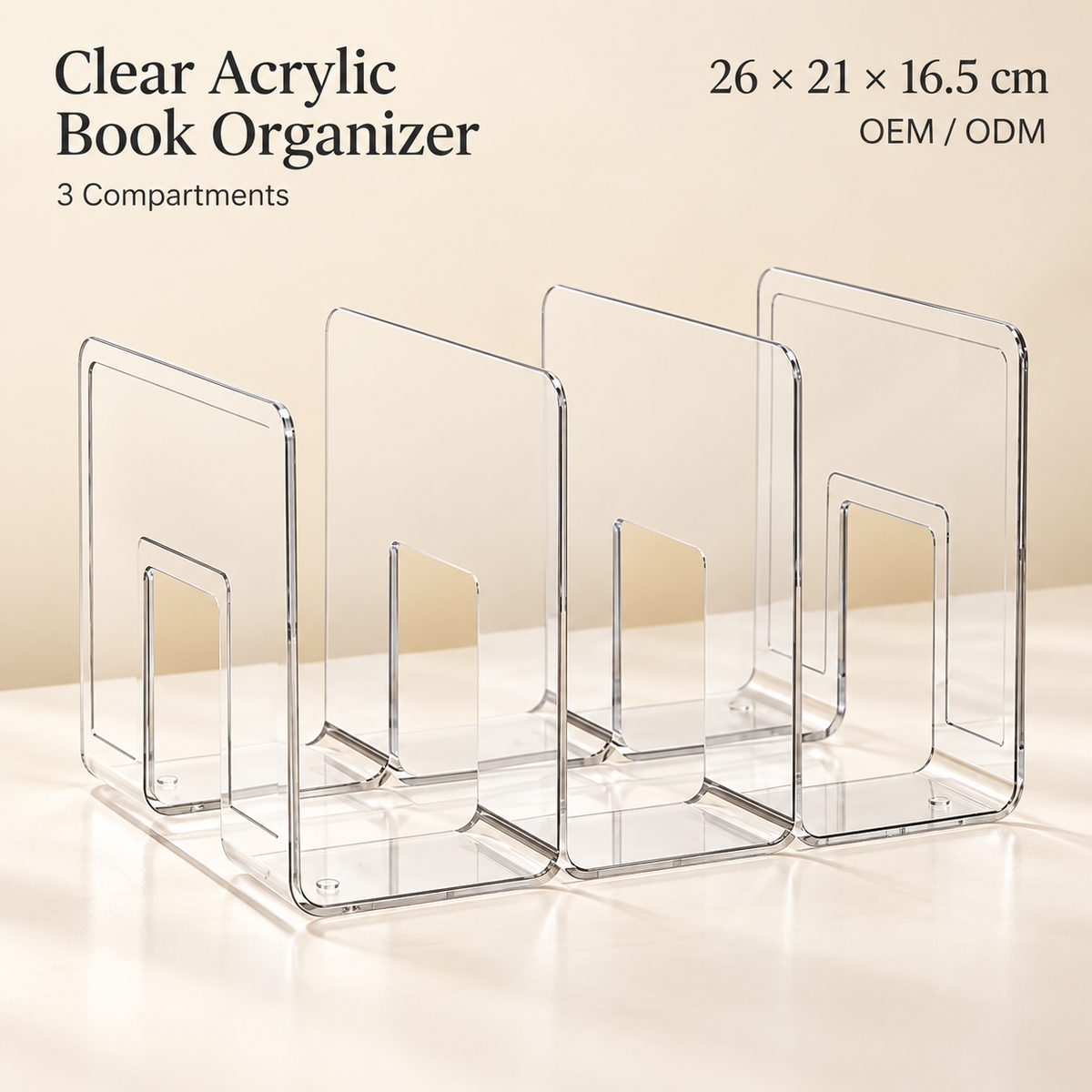 Large Clear 3-Compartment Wall Mounted Storage Rack, Transparent PET Hanging Organizer Bin for Bathroom Kitchen
