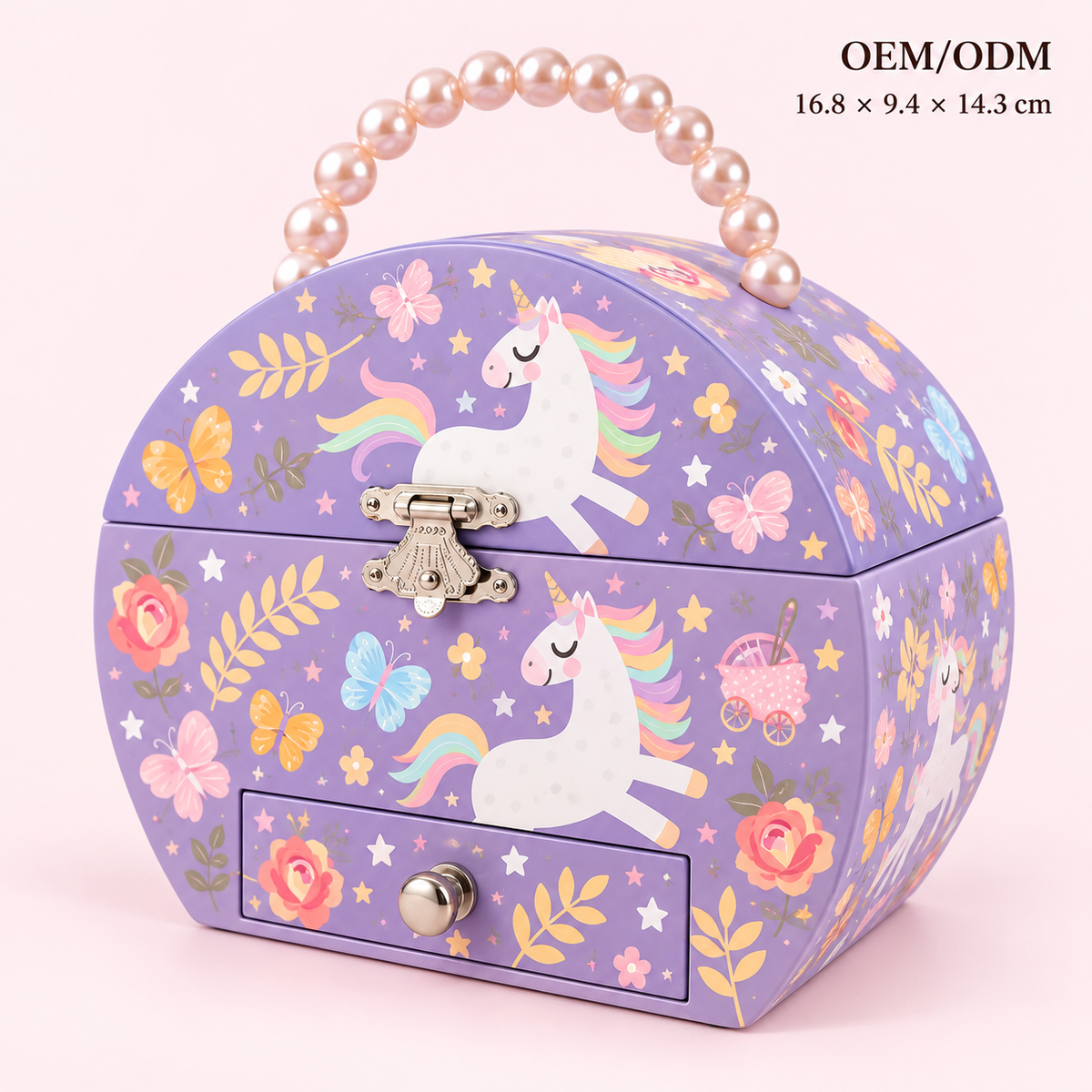 handbag shaped musical jewelry box
pearl handle unicorn music box with drawer
spinning dancer portable keepsake
purple girls jewelry case
kids birthday gift music box
