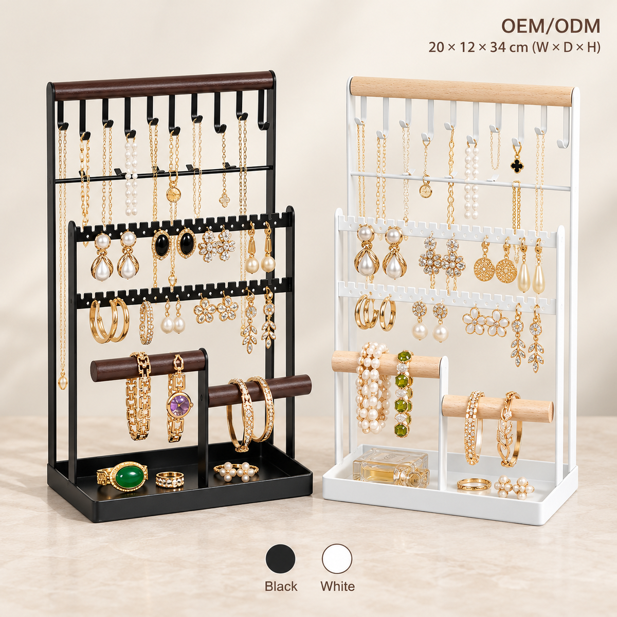 3 tier metal jewelry organizer stand
earring necklace bracelet holder
modern jewelry tree rack
wood base tray jewelry organizer
wholesale jewelry display stand

