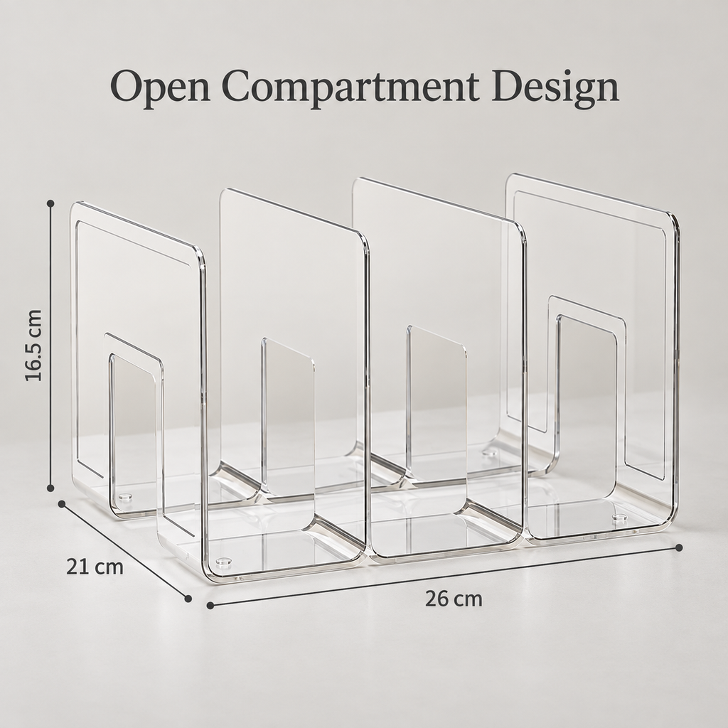 Large Clear 3-Compartment Wall Mounted Storage Rack, Transparent PET Hanging Organizer Bin for Bathroom Kitchen