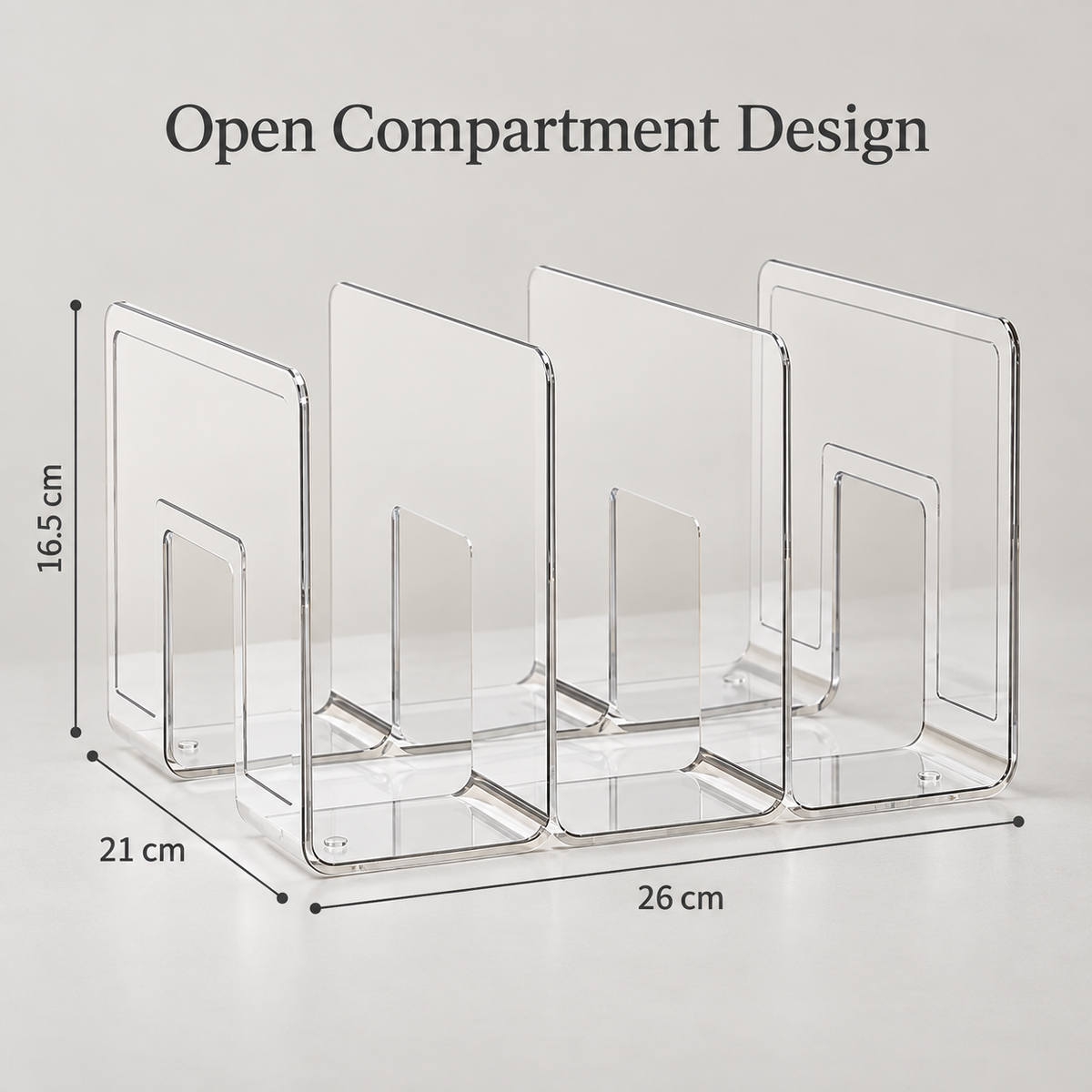 Large Clear 3-Compartment Wall Mounted Storage Rack, Transparent PET Hanging Organizer Bin for Bathroom Kitchen