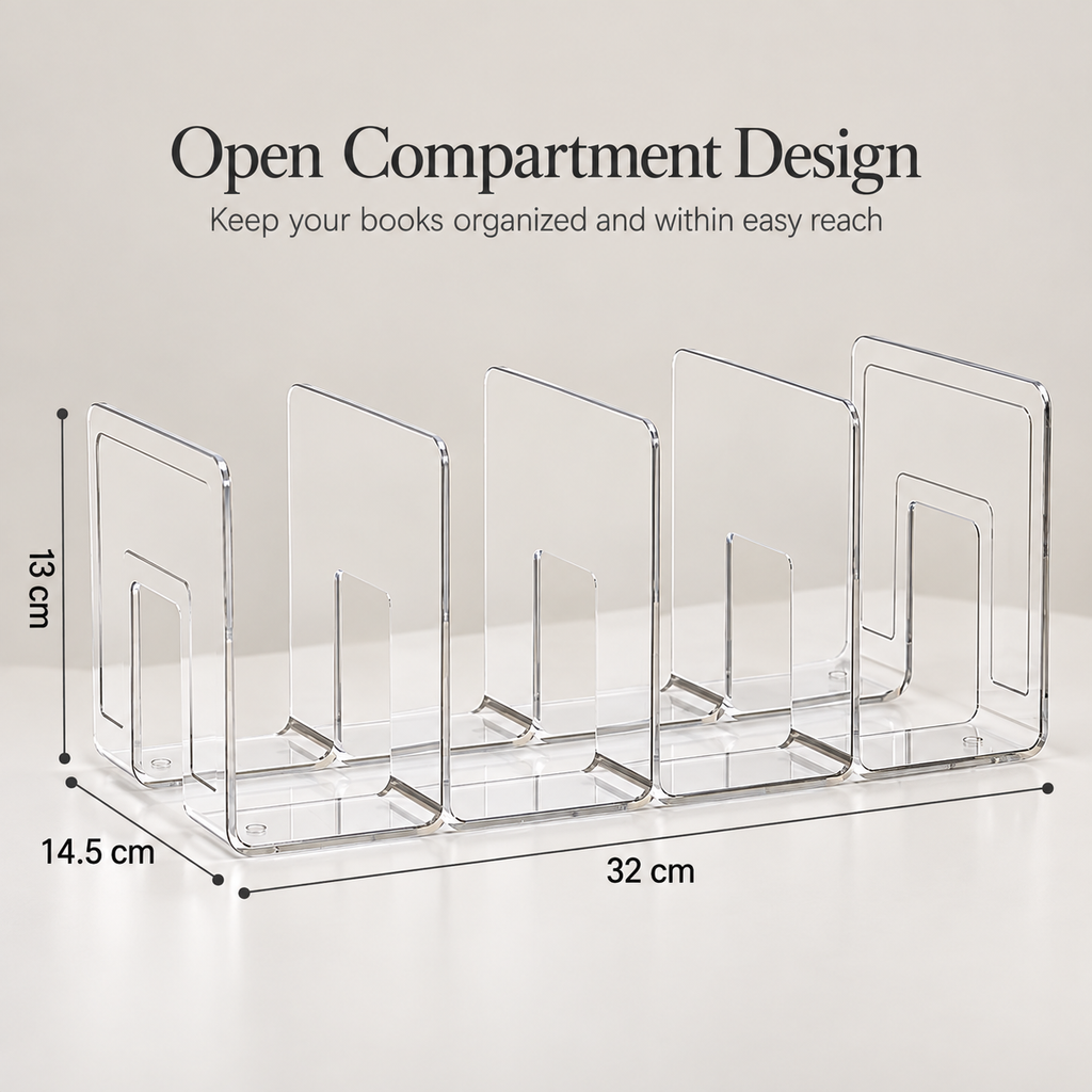 Clear 4-Compartment Wall Mounted Storage Rack, Transparent Hanging Organizer Shelf for Bathroom Kitchen Bedroom