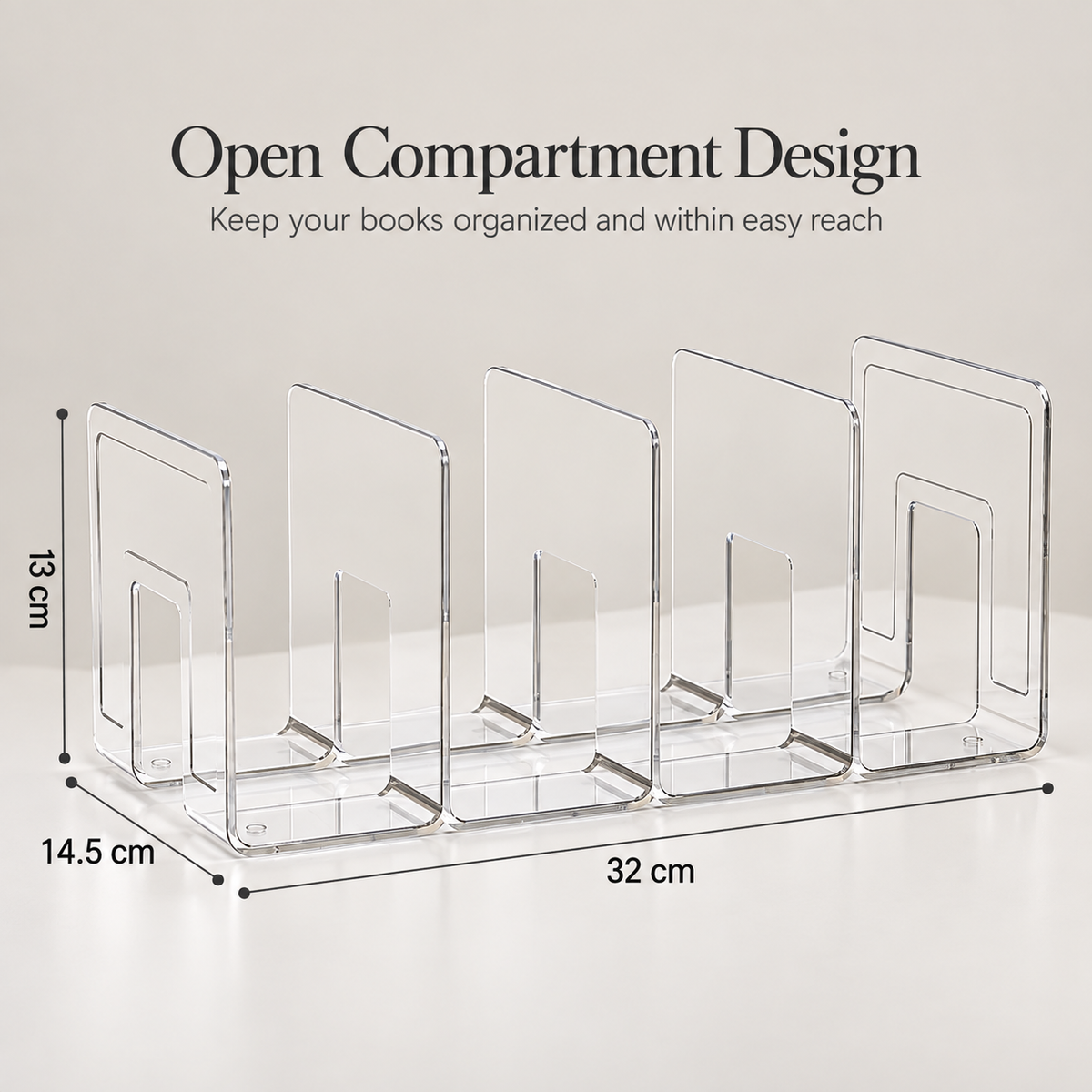Clear 4-Compartment Wall Mounted Storage Rack, Transparent Hanging Organizer Shelf for Bathroom Kitchen Bedroom