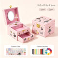 4inch Wooden Music Box with Drawer and Ballet Girl, Pink Rotating Ballerina Jewelry Box with Mirror