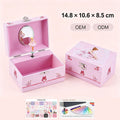 5inch Wooden Music Box with Mirror, Pink Rotating Ballerina Jewelry Box, Musical Keepsake Box for Girls Birthday Christmas Gift