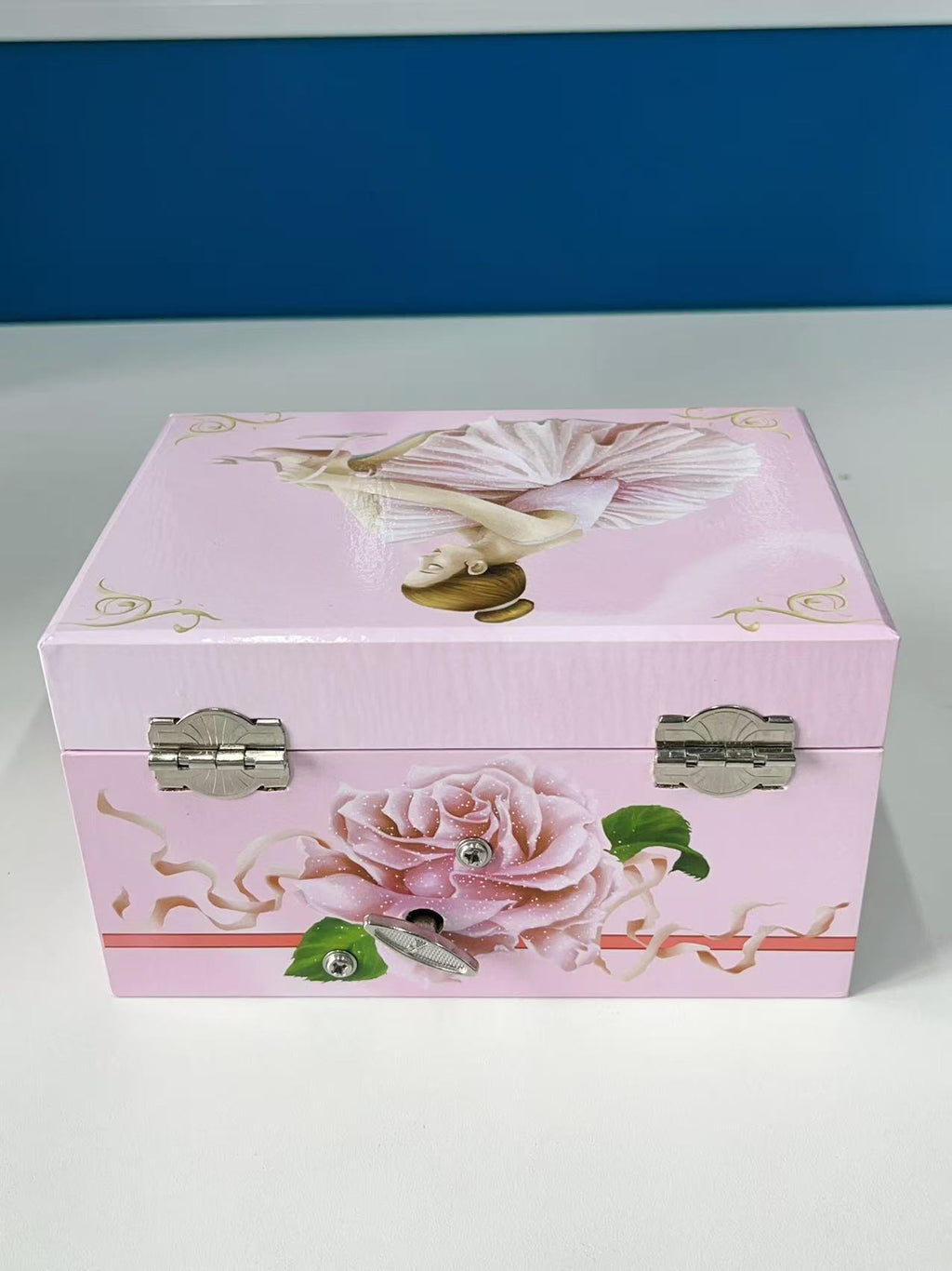5inch Wooden Music Box with Mirror, Pink Rotating Ballerina Jewelry Box, Musical Keepsake Box for Girls Birthday Christmas Gift