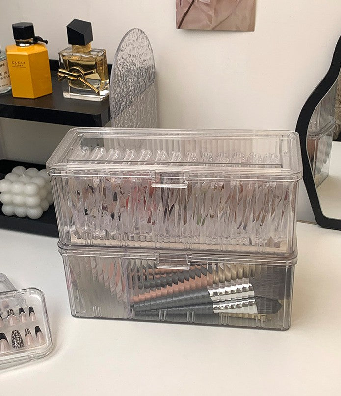 Clear Flip Lid Storage Box, Transparent PET Hanging Organizer with Cover for Bathroom Kitchen Wall Mount