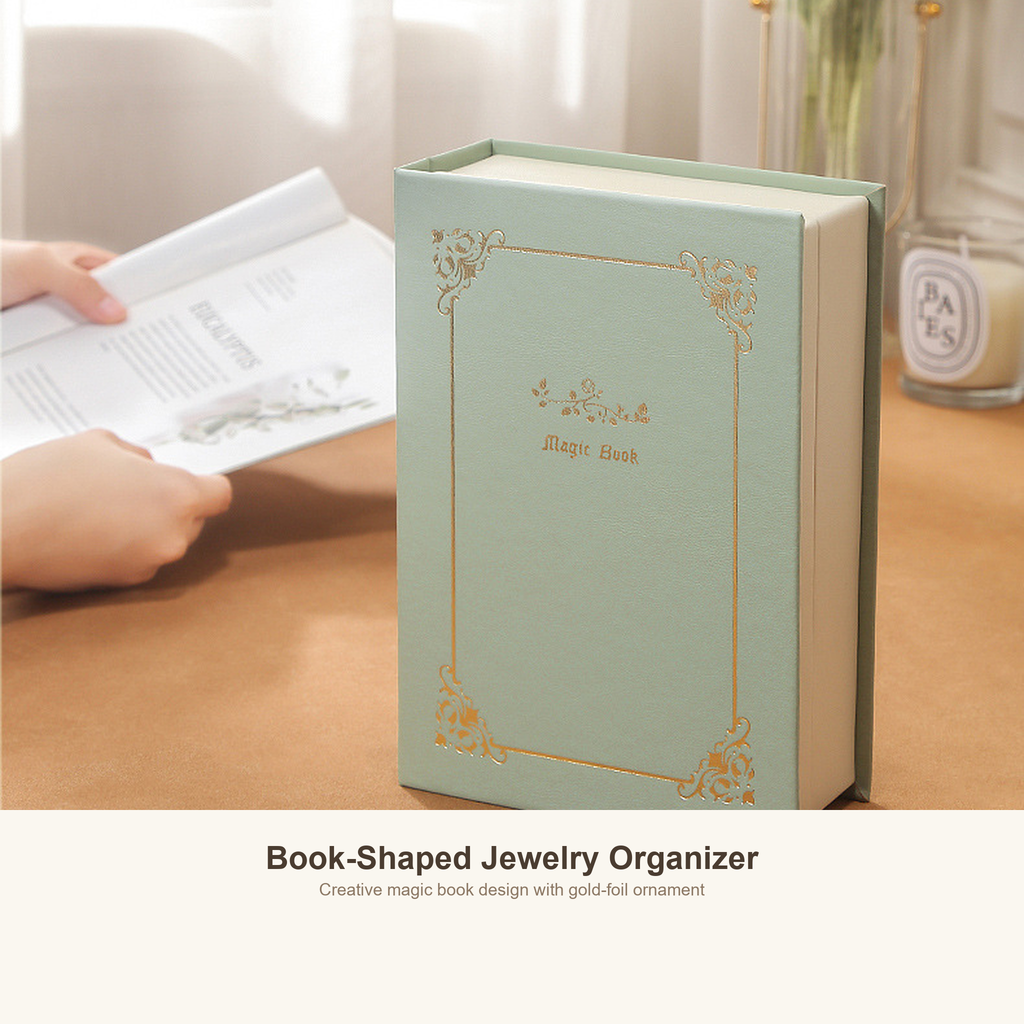 PU Leather Diary Style Jewelry Box, Notebook Shaped Travel Jewelry Organizer Case for Ring Earring Necklace, Gift for Women