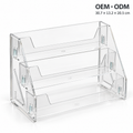 Clear 3-Tier Step Shelf with Guardrail, Transparent Display Riser Stand for Cosmetics Spice Collection Bathroom Kitchen