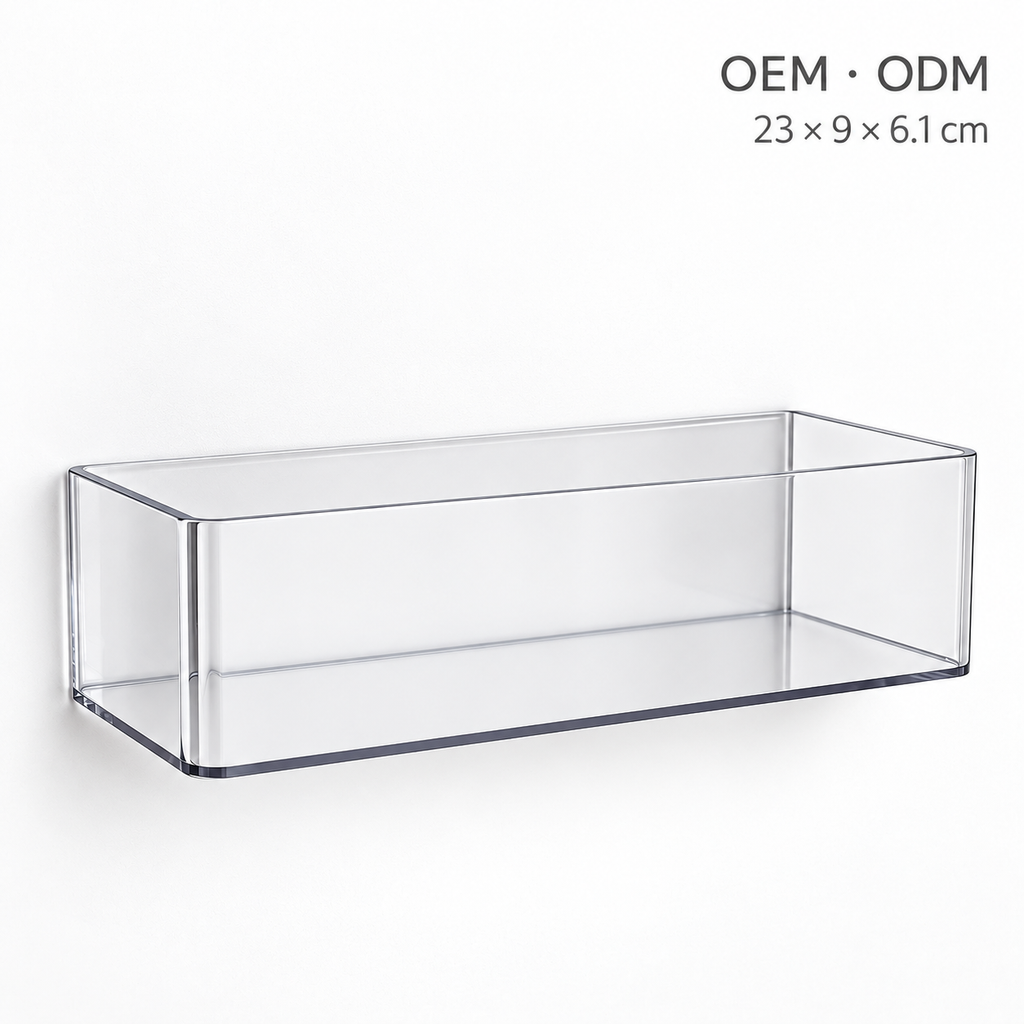 Clear Wall Mounted Open Storage Bin, Transparent PET Hanging Organizer Box for Bathroom Kitchen Bedroom