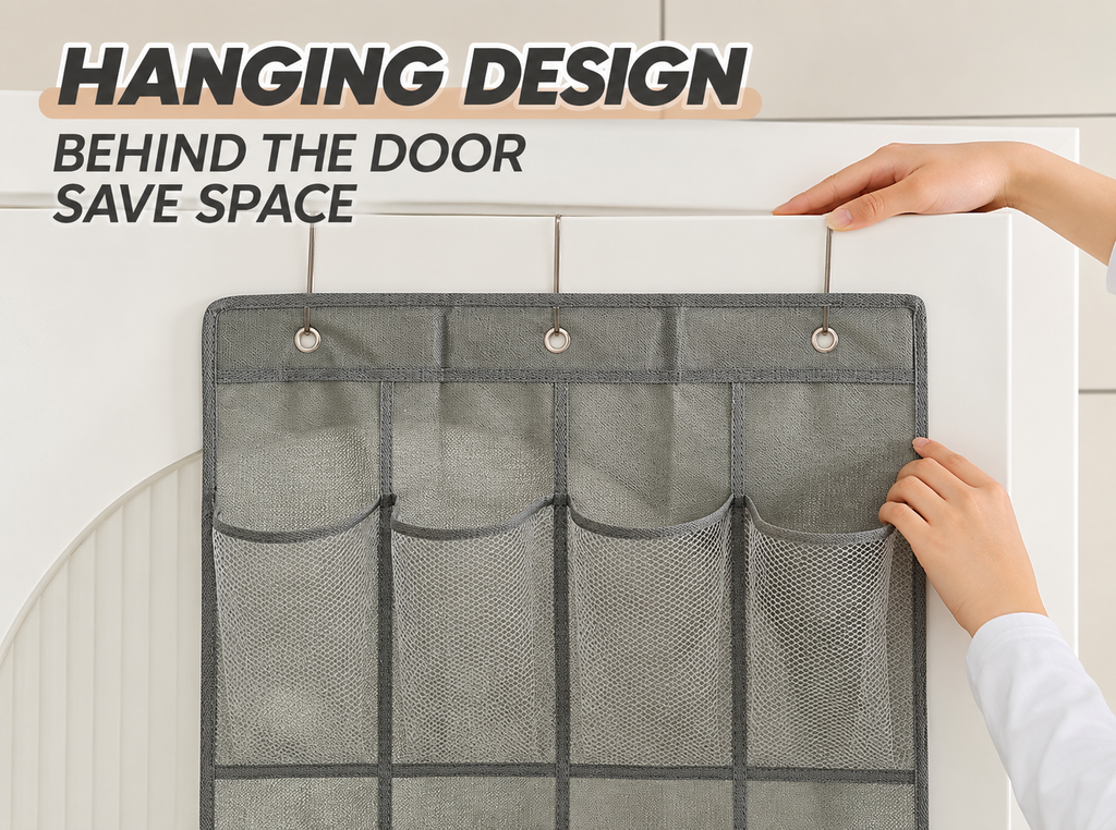 foldable shoe organizer
collapsible over door shoe bag
24 pocket hanging shoe rack
space saving shoe storage