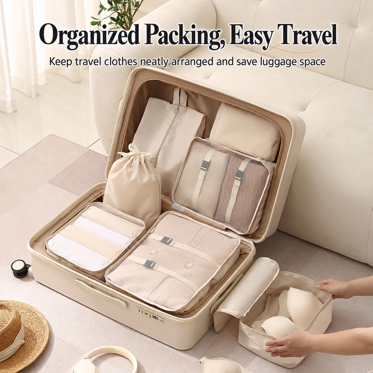 foldable packing cubes 7 piece
travel luggage organizer pink
collapsible suitcase bags
lightweight packing cubes