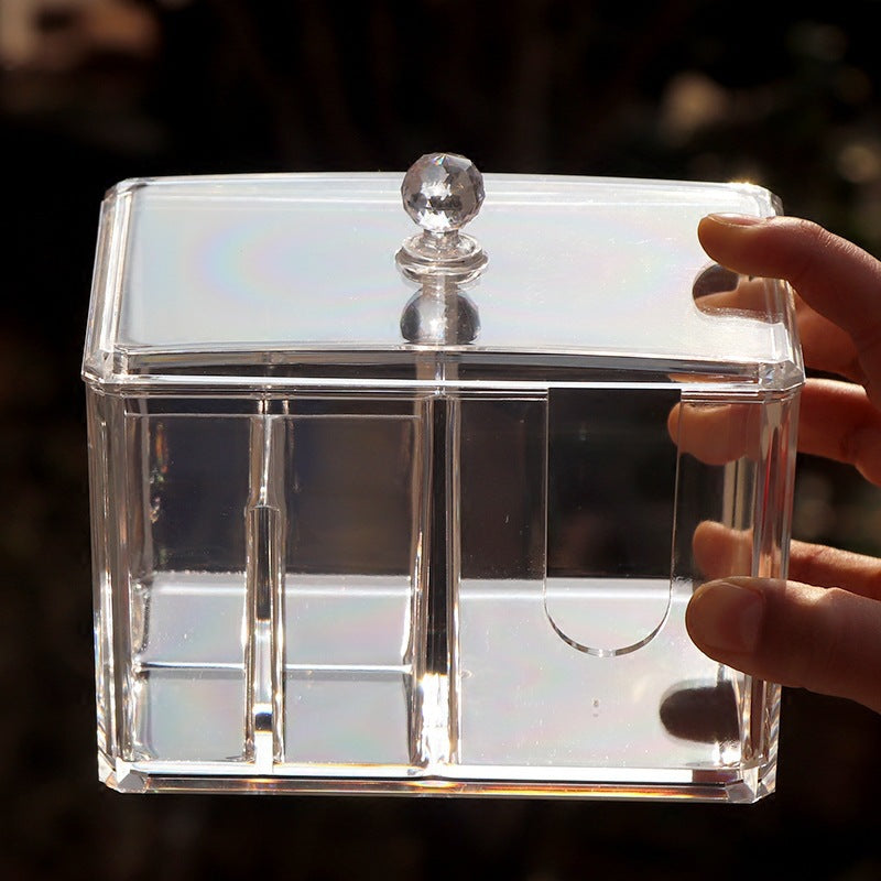 transparent cotton ball box
bathroom vanity organizer
PS cotton swab box
makeup pad holder
clear bathroom storage