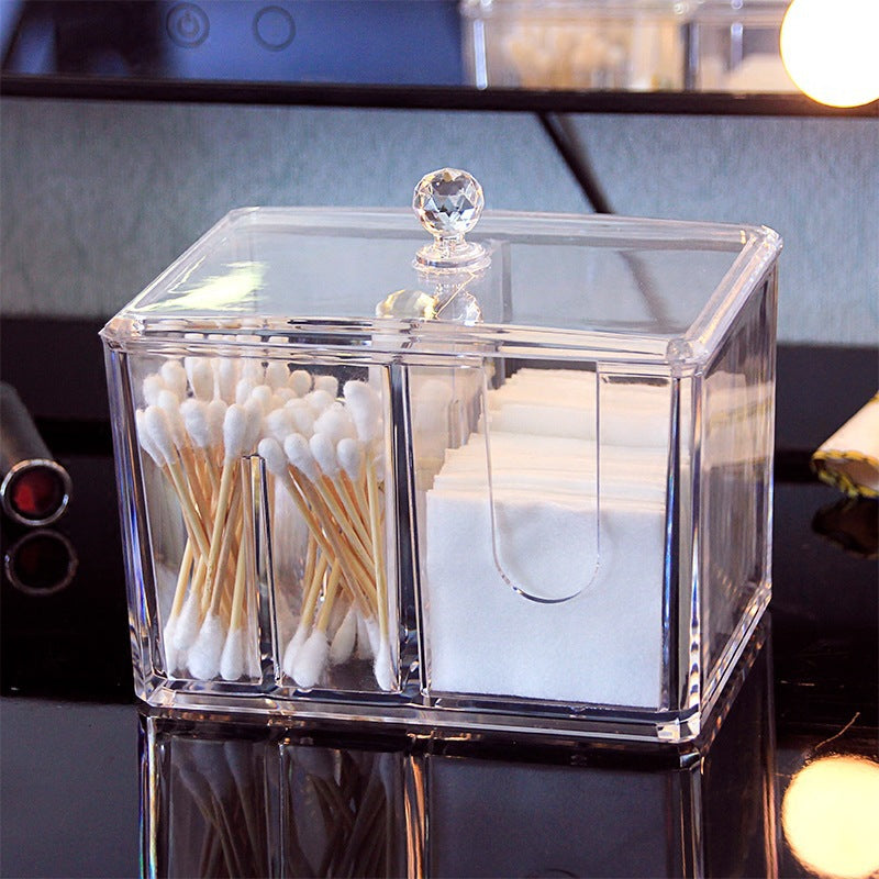 PS cotton swab box
makeup pad holder
clear bathroom storage
q-tip cotton ball holder
transparent vanity box
bathroom counter organizer