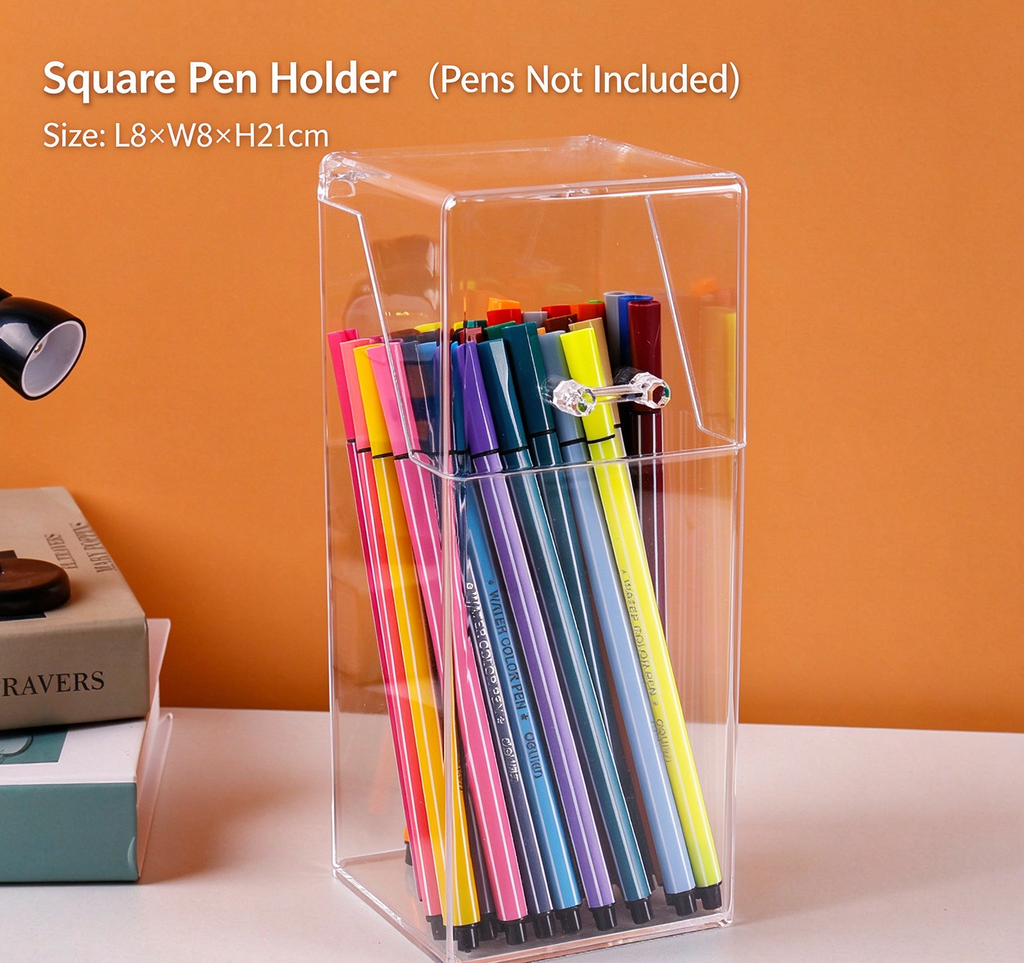 square storage bin
clear acrylic basket
transparent organizer
bathroom kitchen caddy
desk storage bin