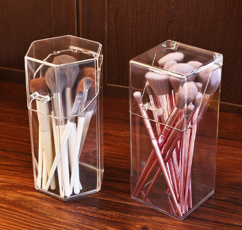 hexagonal storage bin
clear acrylic basket
transparent organizer
bathroom kitchen caddy
desk storage bin