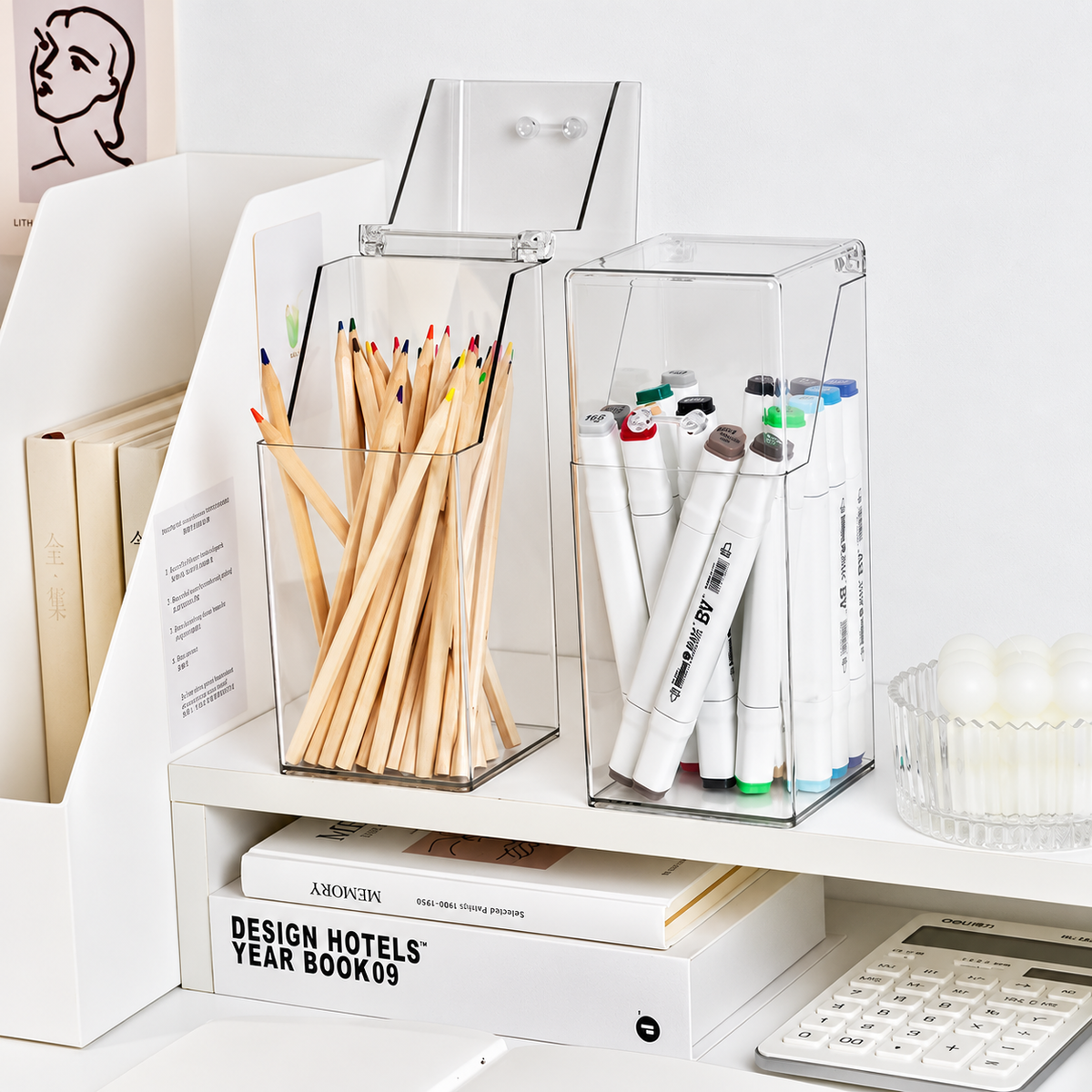 square storage bin
clear acrylic basket
transparent organizer
bathroom kitchen caddy
desk storage bin