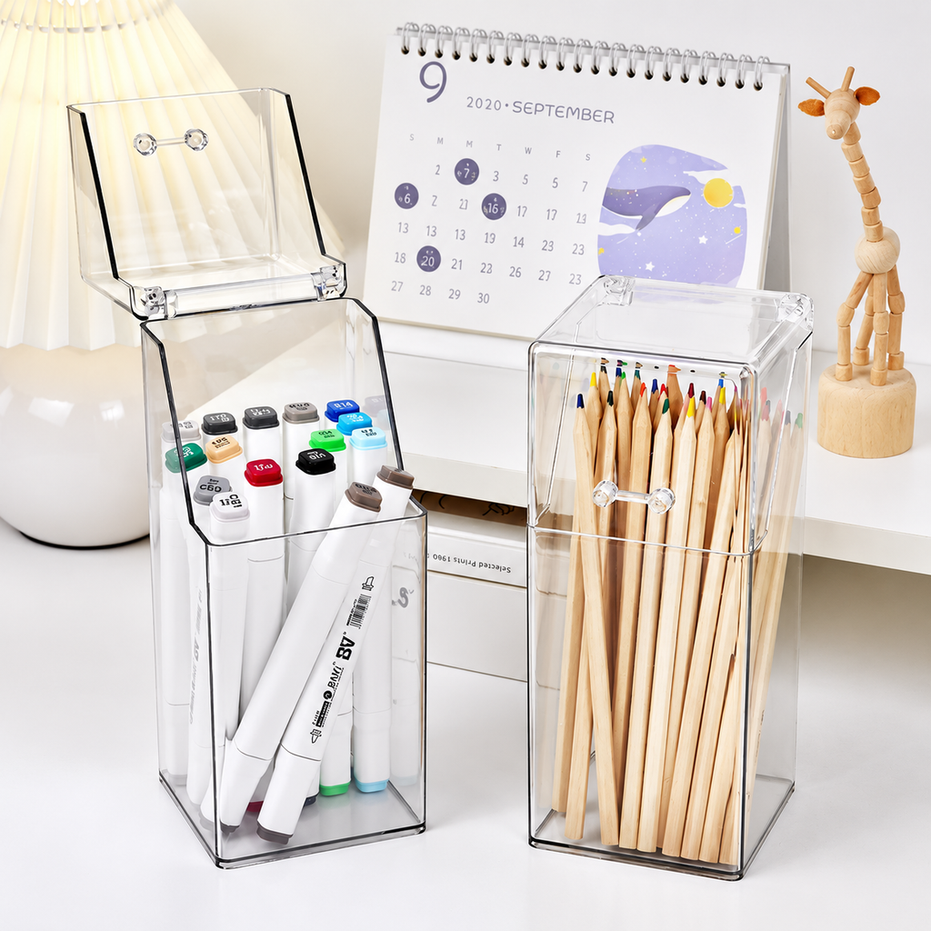 square storage bin
clear acrylic basket
transparent organizer
bathroom kitchen caddy
desk storage bin