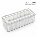 Clear Flip Lid Storage Box with White Edge, Transparent PET Wall Mount Organizer for Bathroom Kitchen
