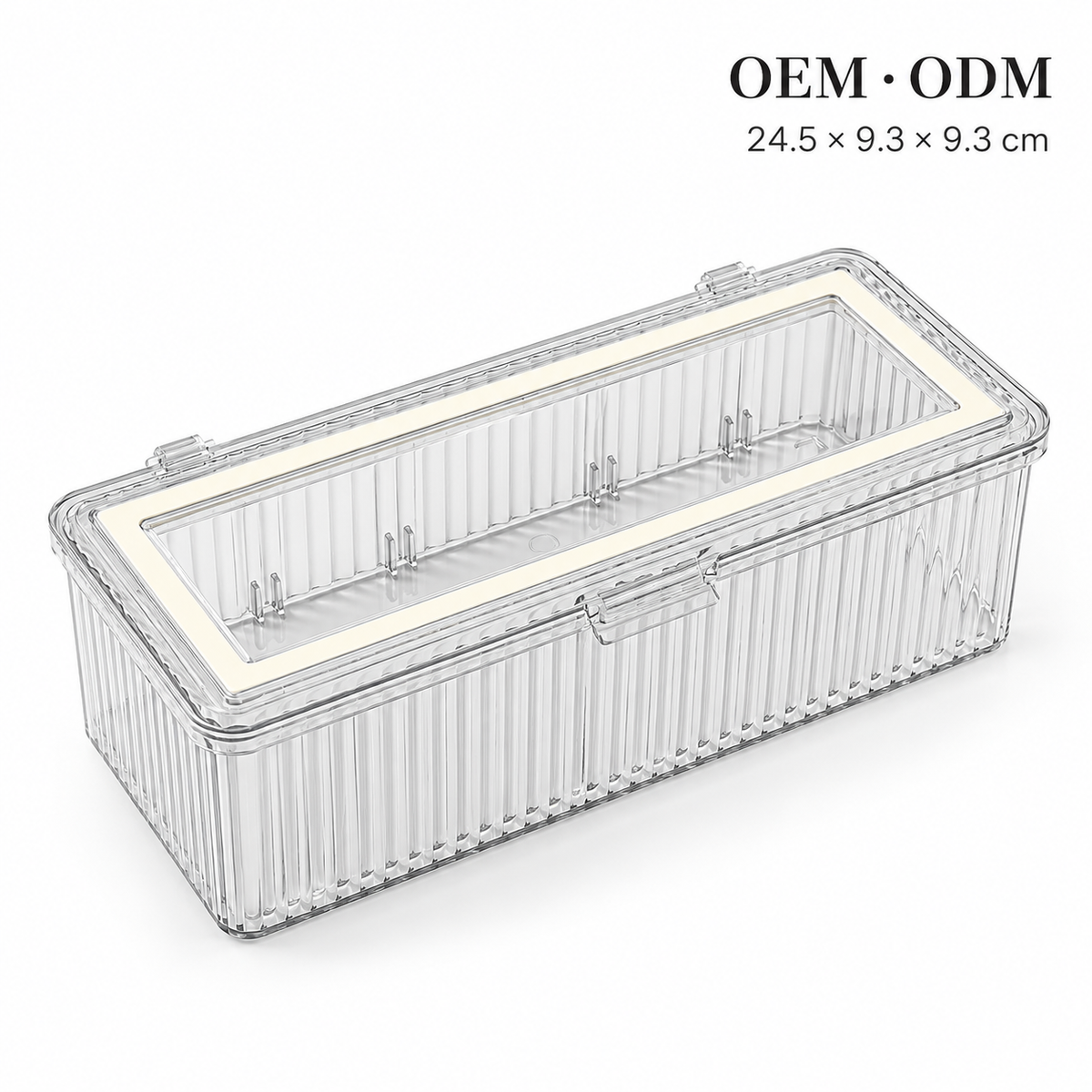 Clear Flip Lid Storage Box with White Edge, Transparent PET Wall Mount Organizer for Bathroom Kitchen