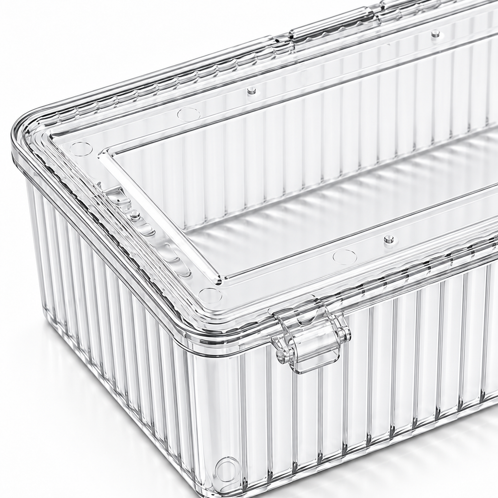 Clear Flip Lid Storage Box, Transparent PET Hanging Organizer with Cover for Bathroom Kitchen Wall Mount