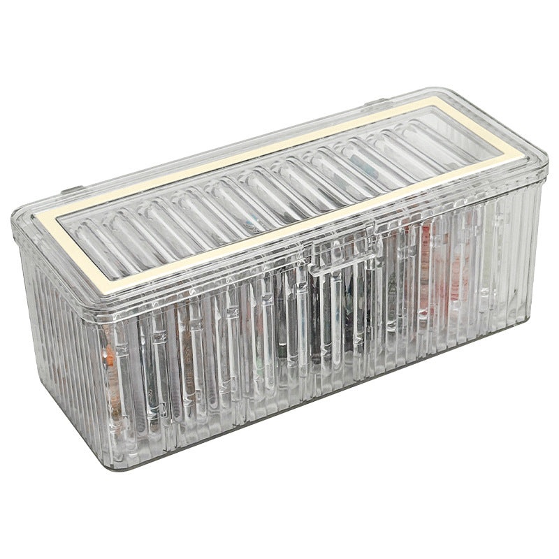 Clear Flip Lid Storage Box with White Edge, Transparent PET Wall Mount Organizer for Bathroom Kitchen