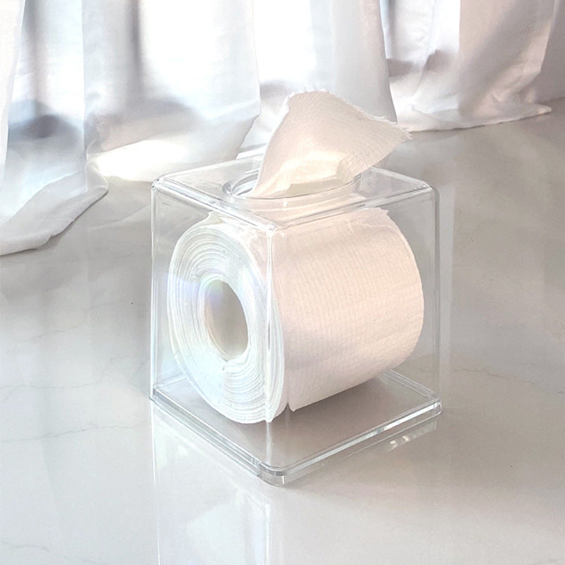 Clear Acrylic Tissue Box Cover, Transparent PS Tissue Holder Dispenser for Bathroom Kitchen Vanity Office
