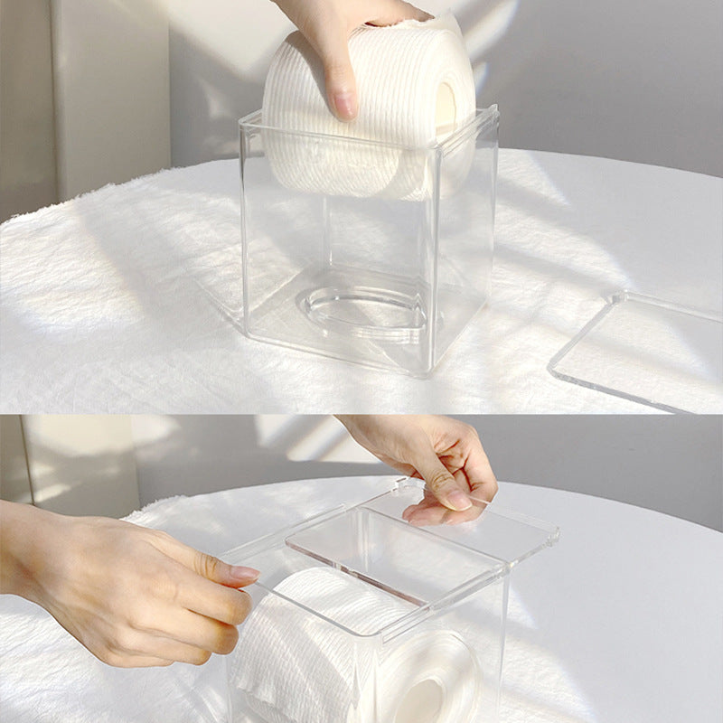 Clear Acrylic Tissue Box Cover, Transparent PS Tissue Holder Dispenser for Bathroom Kitchen Vanity Office