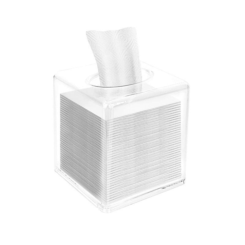 Clear Acrylic Tissue Box Cover, Transparent PS Tissue Holder Dispenser for Bathroom Kitchen Vanity Office