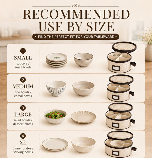 4 pcs tableware storage bag set
foldable quilted dish organizer
dustproof waterproof storage case
plate cup organizer bag
cream brown kitchen storage