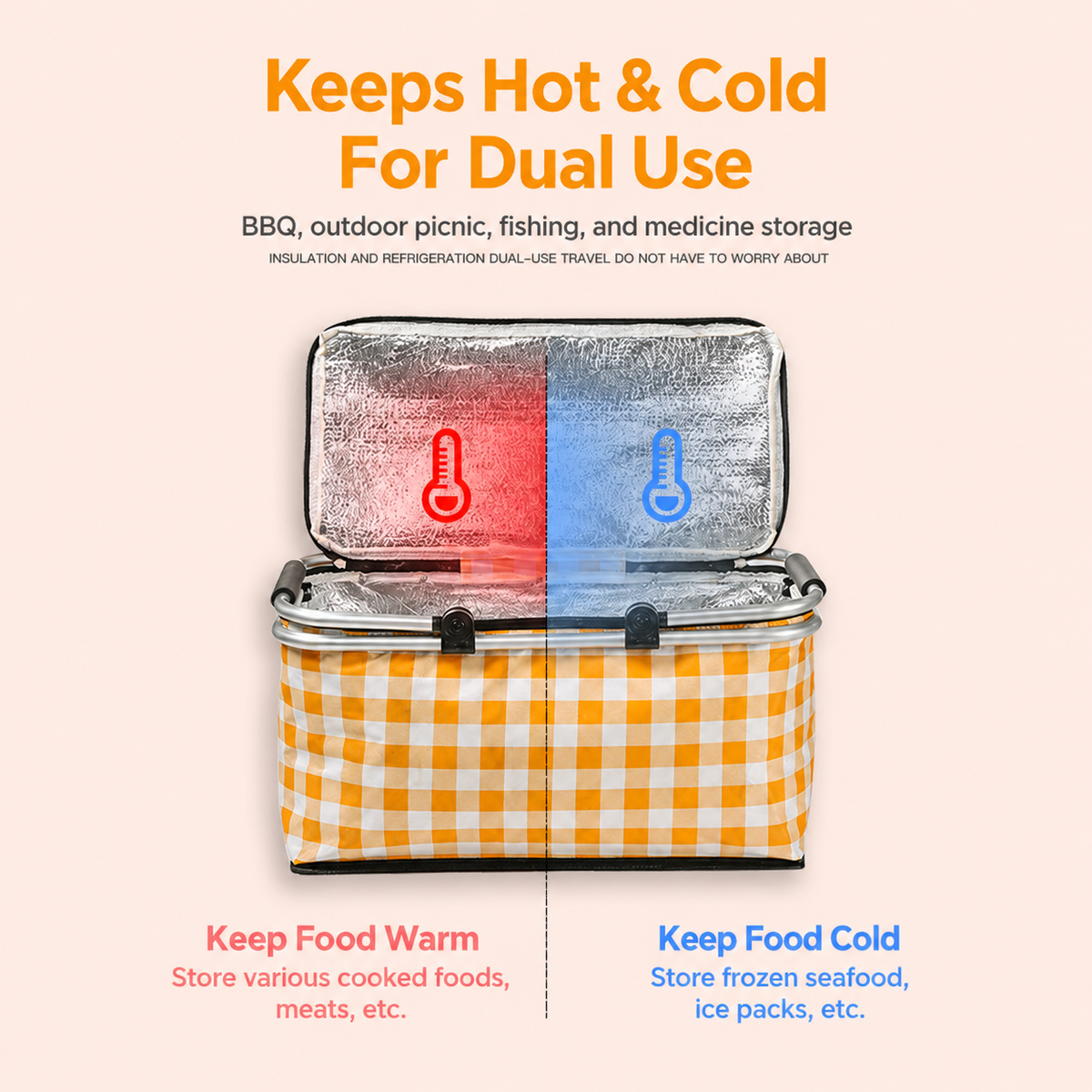insulated picnic basket
foldable cooler bag
aluminum frame picnic tote
thermal food carrier
outdoor camping cooler
gingham picnic basket green
