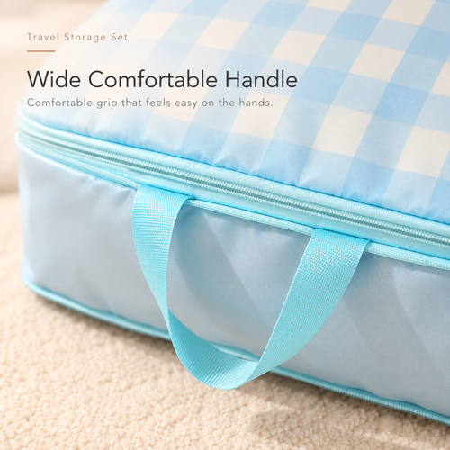 4-Piece Foldable Travel Luggage Organizer Set, Red Stripe Packing Cubes with Shoe Bag, Hanging Clothes Underwear Storage Pouch