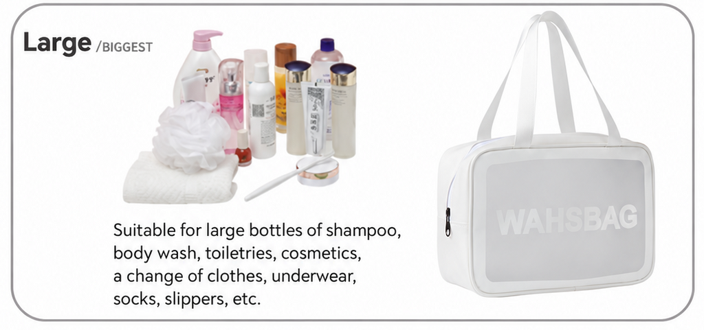 foldable large toiletry bag
white travel cosmetic organizer
folding makeup pouch
portable bathroom bag