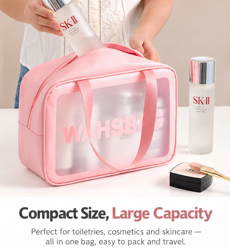 foldable large toiletry bag
white travel cosmetic organizer
folding makeup pouch
portable bathroom bag