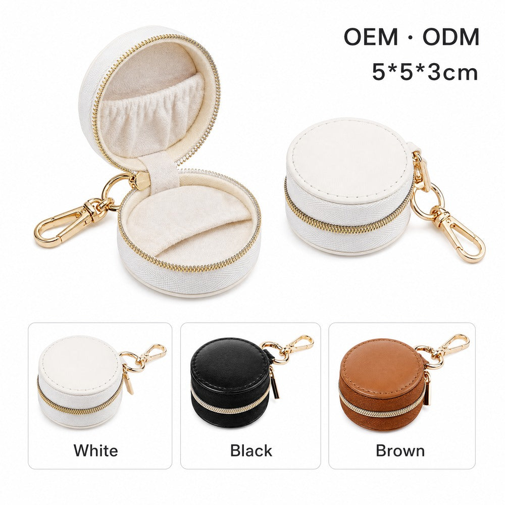 PU Leather Portable Mini Magic Jewelry Box, Small Travel Ring Earring Necklace Organizer Case