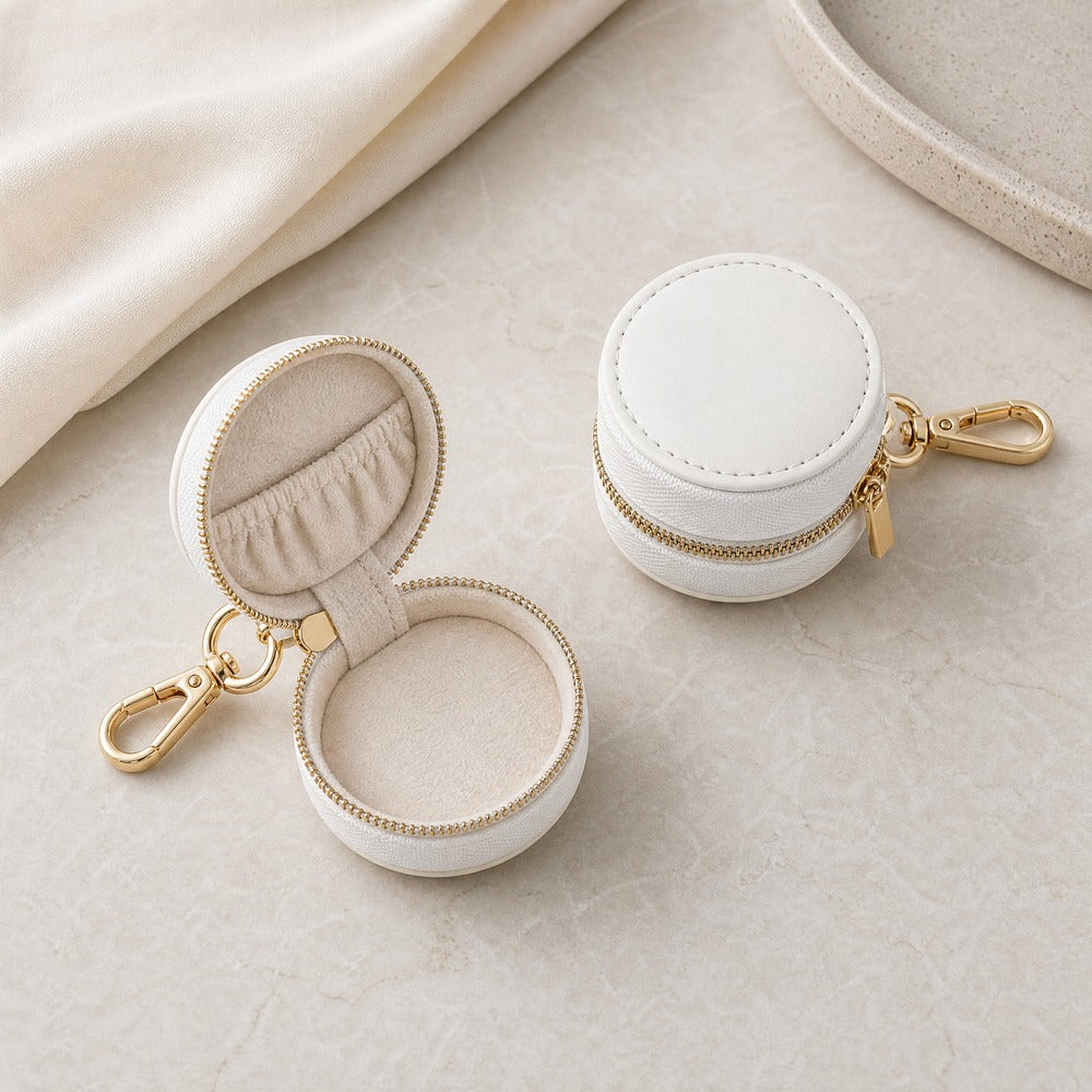 PU Leather Portable Mini Magic Jewelry Box, Small Travel Ring Earring Necklace Organizer Case