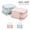 Double Zipper PU Leather Jewelry Box, Portable Travel Jewelry Organizer Case for Ring Earring Necklace, Small Gift for Women Girls