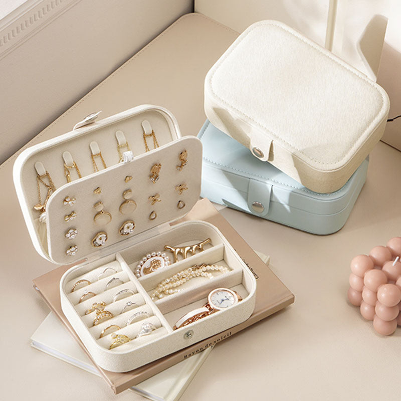 PU Leather Earring Jewelry Organizer Box, Multi Compartment Snap Button Travel Earring Storage Case, Portable Jewelry Display Box