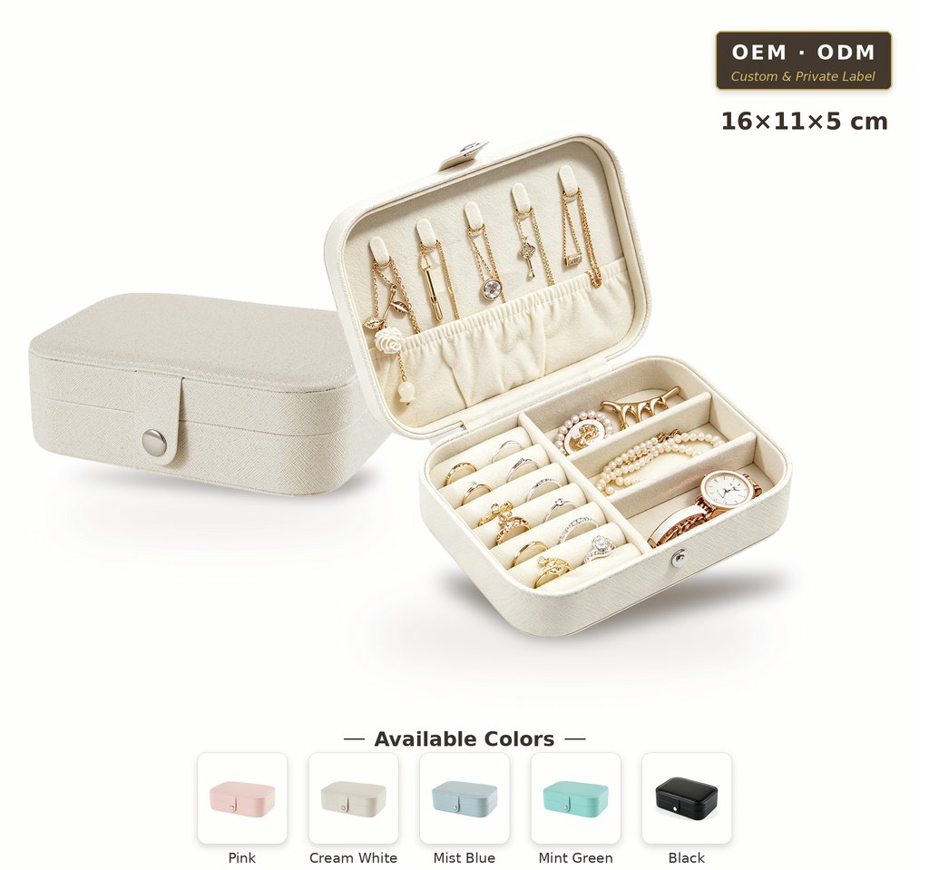 PU Leather Earring Jewelry Organizer Box, Multi Compartment Snap Button Travel Earring Storage Case, Portable Jewelry Display Box
