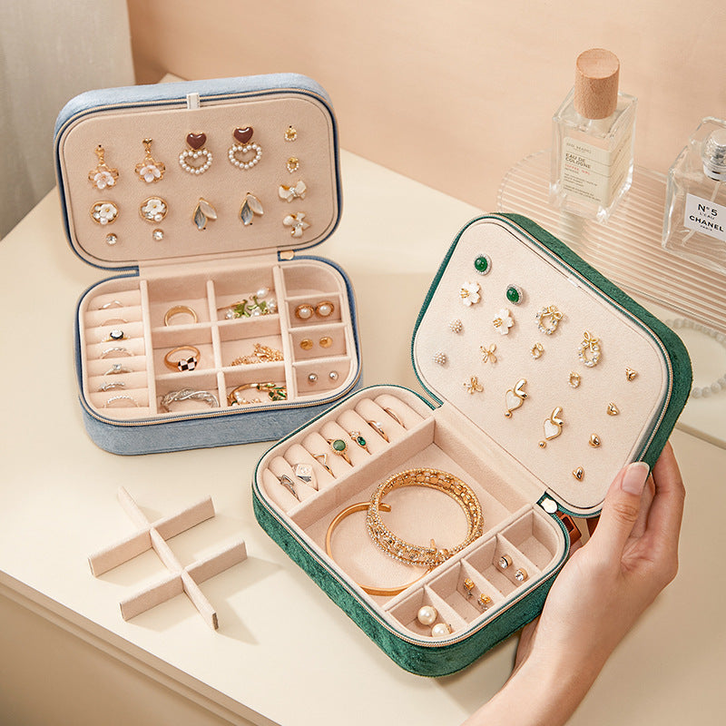 Velvet Zipper Earring Organizer Book, Portable Earring Display Storage Case for Studs Dangles Hoops, Travel Jewelry Gift for Women