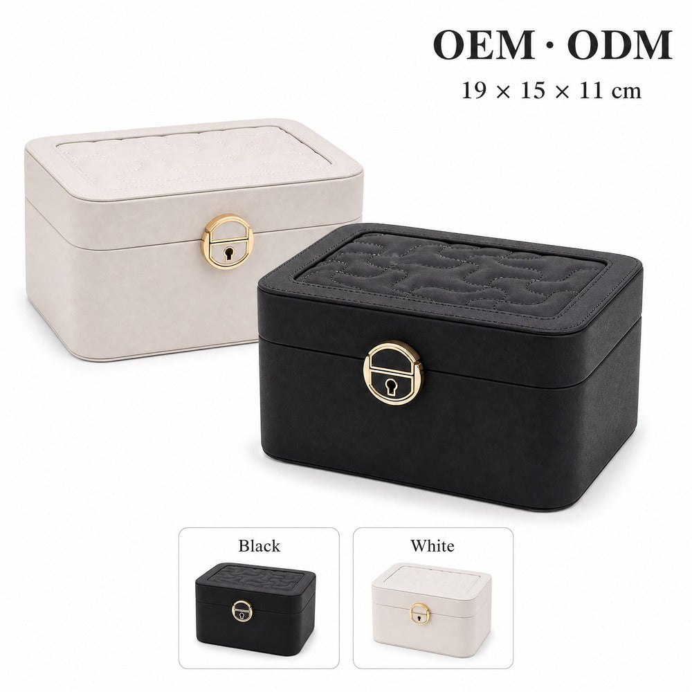 Embroidered PU Leather Jewelry Box, Decorative Velvet Jewelry Organizer Case for Ring Earring Necklace, Gift for Women