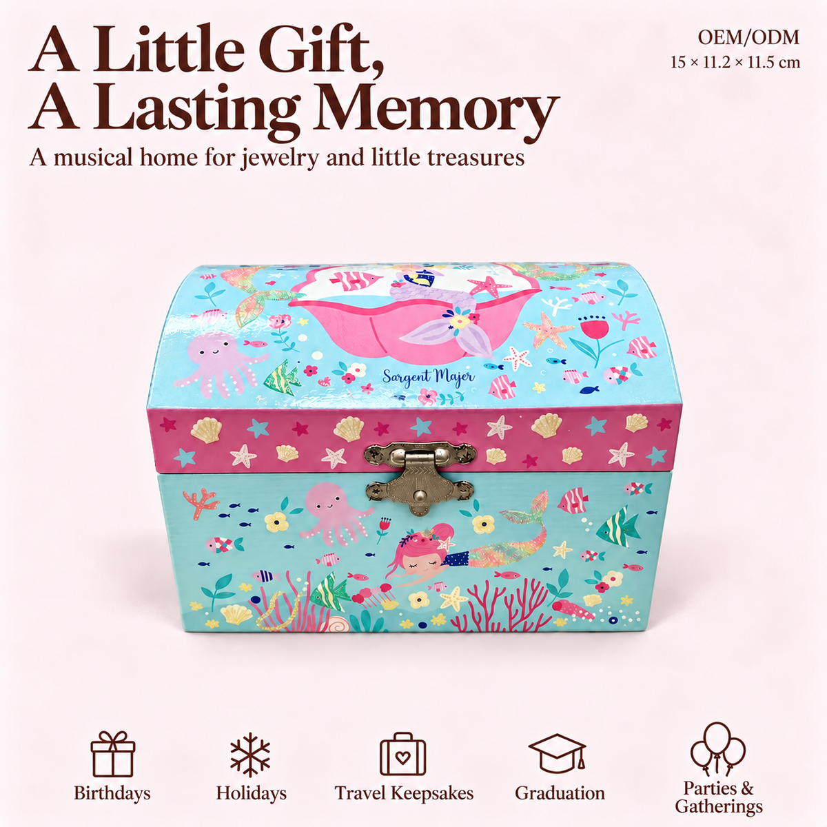 5 inch arched mermaid musical jewelry box
compact ocean girls music box
spinning dancer treasure case
kids birthday gift music box
wholesale music box
