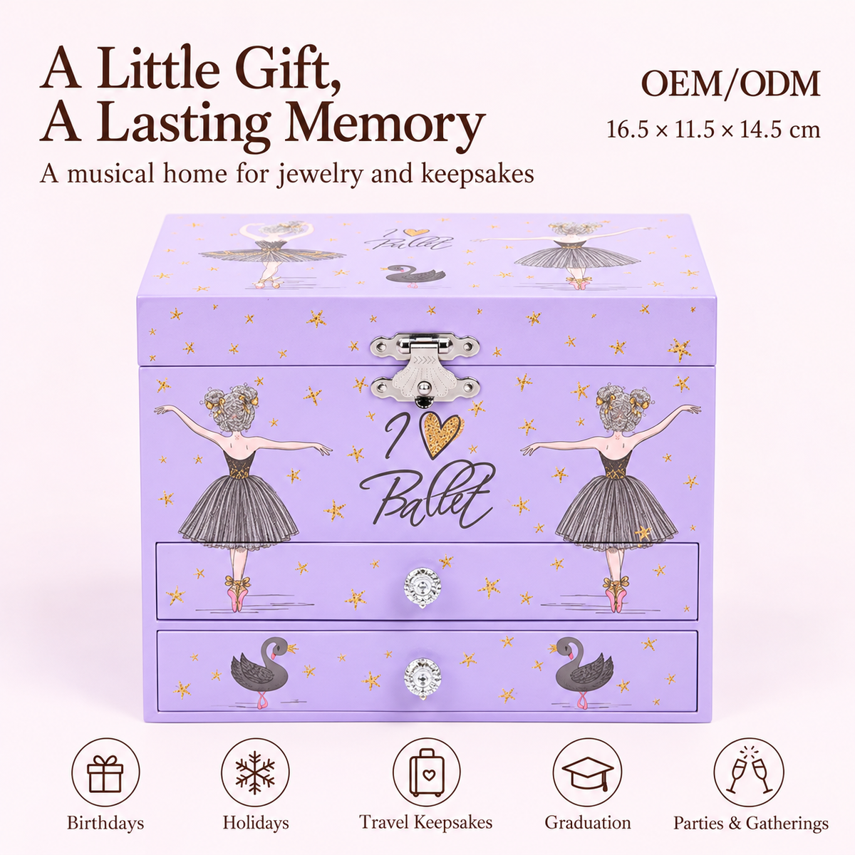 swan lake ballet musical jewelry box
lavender girls music box with mirror
spinning ballerina 2 drawer
divided ring storage keepsake
kids birthday gift music box
