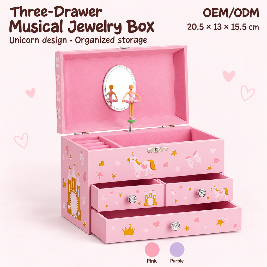 extra large 3 drawer musical jewelry box
pink unicorn girls music box
oval mirror spinning ballerina
high capacity keepsake organizer
kids birthday gift music box
