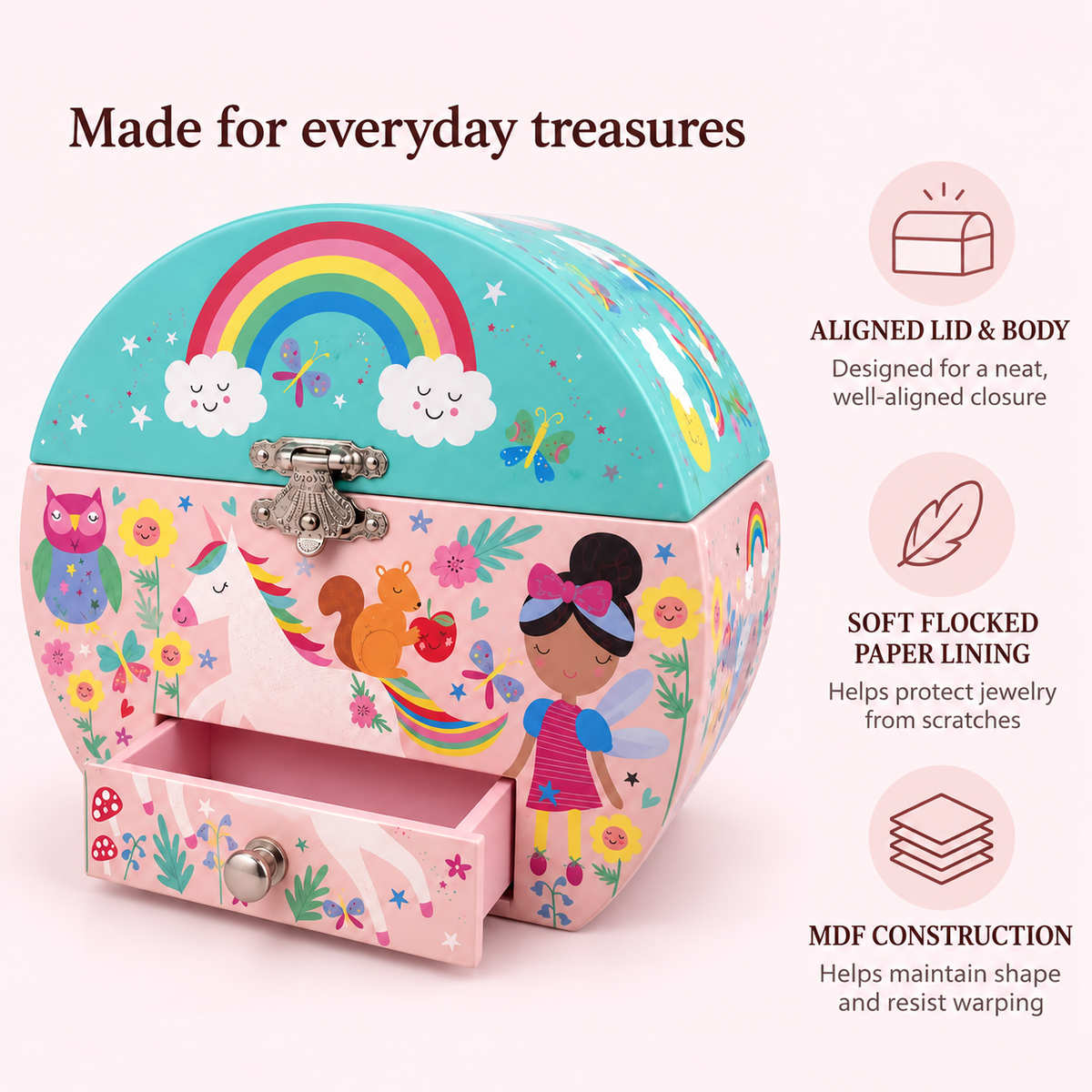 handbag shaped musical jewelry box with drawer
rainbow unicorn teal pink music box
spinning dancer portable keepsake
girls wooden music box
kids birthday gift music box
