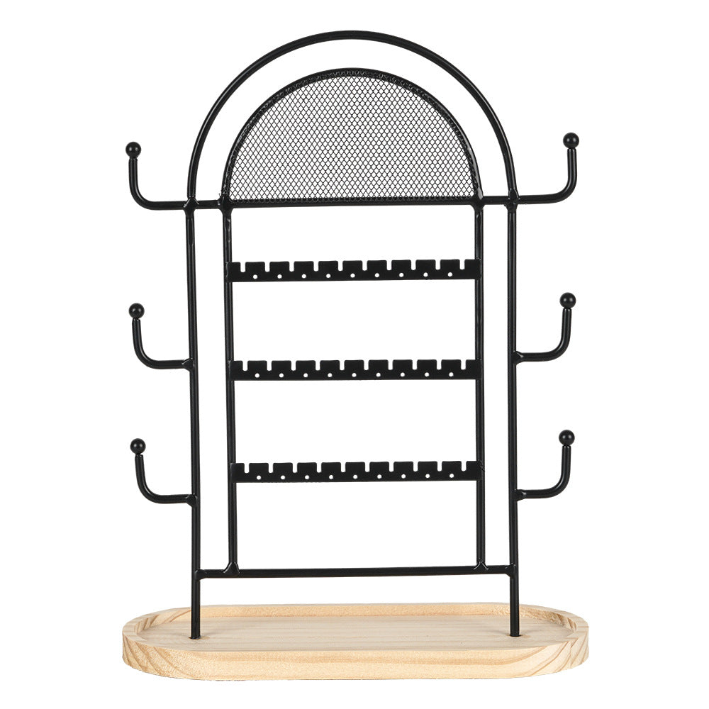 arch shaped jewelry organizer
black metal earring necklace stand
wood tray jewelry holder
tabletop jewelry display rack
wholesale jewelry stand
