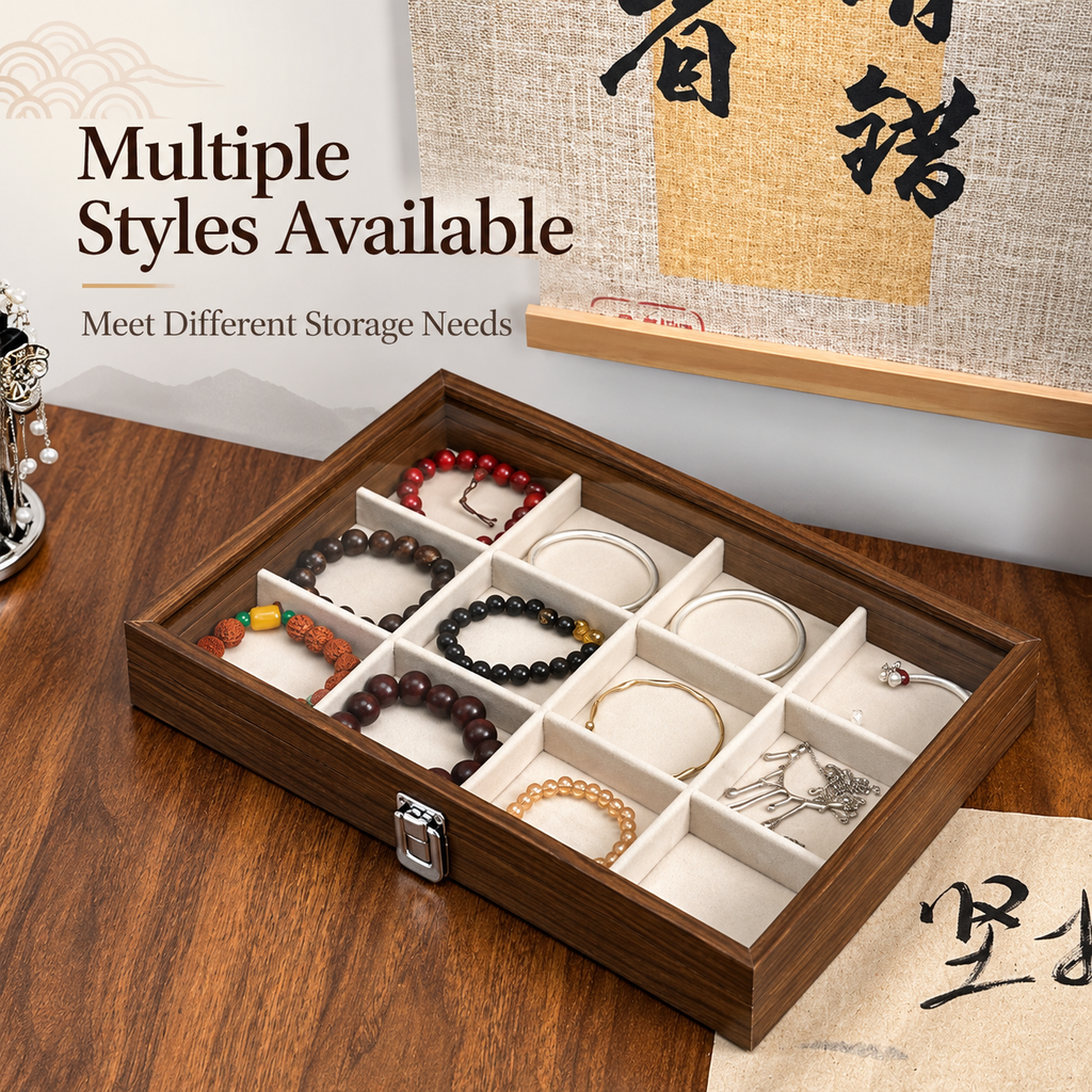 walnut 2 layer jewelry box
glass lid dustproof jewelry case
earring necklace bracelet organizer
vintage wood jewelry box
wholesale jewelry storage
